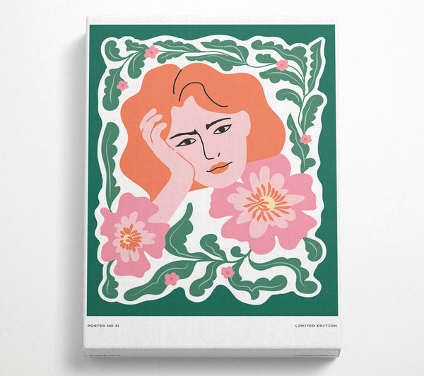  A Canvas Print of Pondering Woman Floral Canvas Print