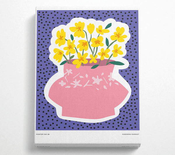 Rosa Blumenvase Gelbe Blumen