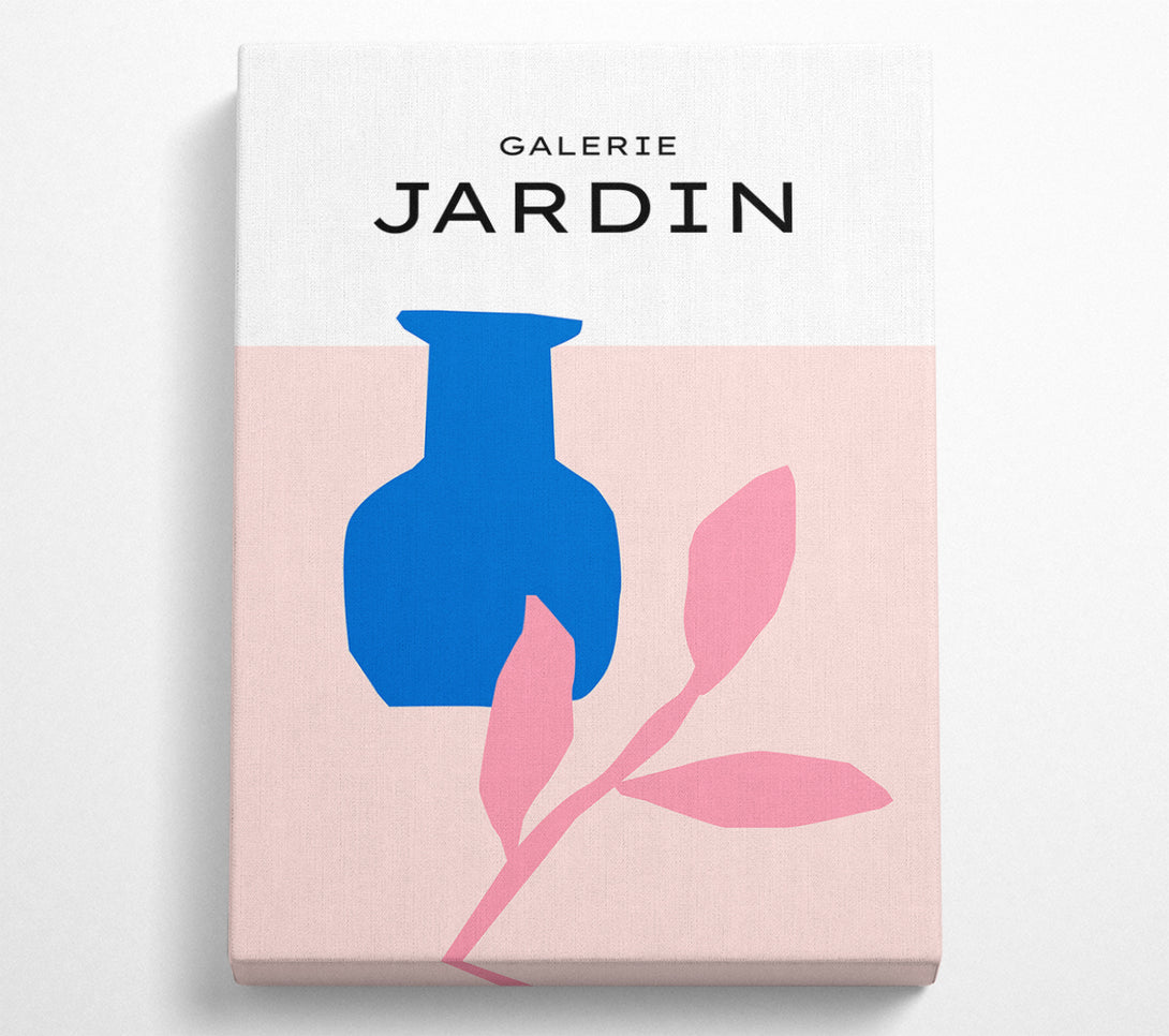  A Canvas Print of Blue Pot And Pink Leaf Canvas Print
